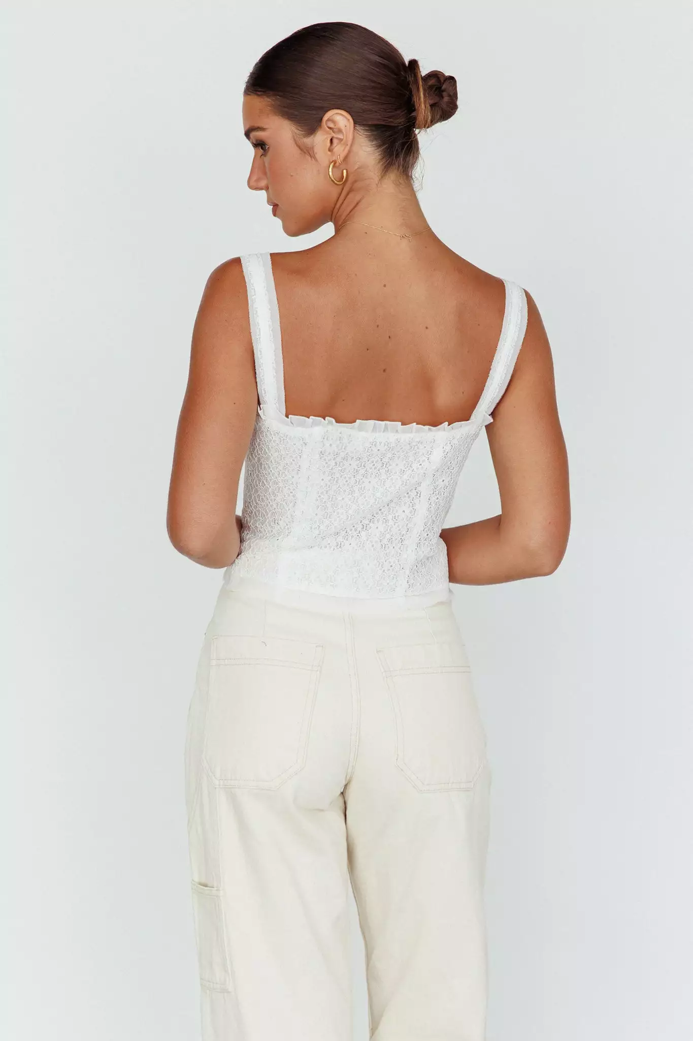 Never Miss Lace-Up Bust Top White - Image 2