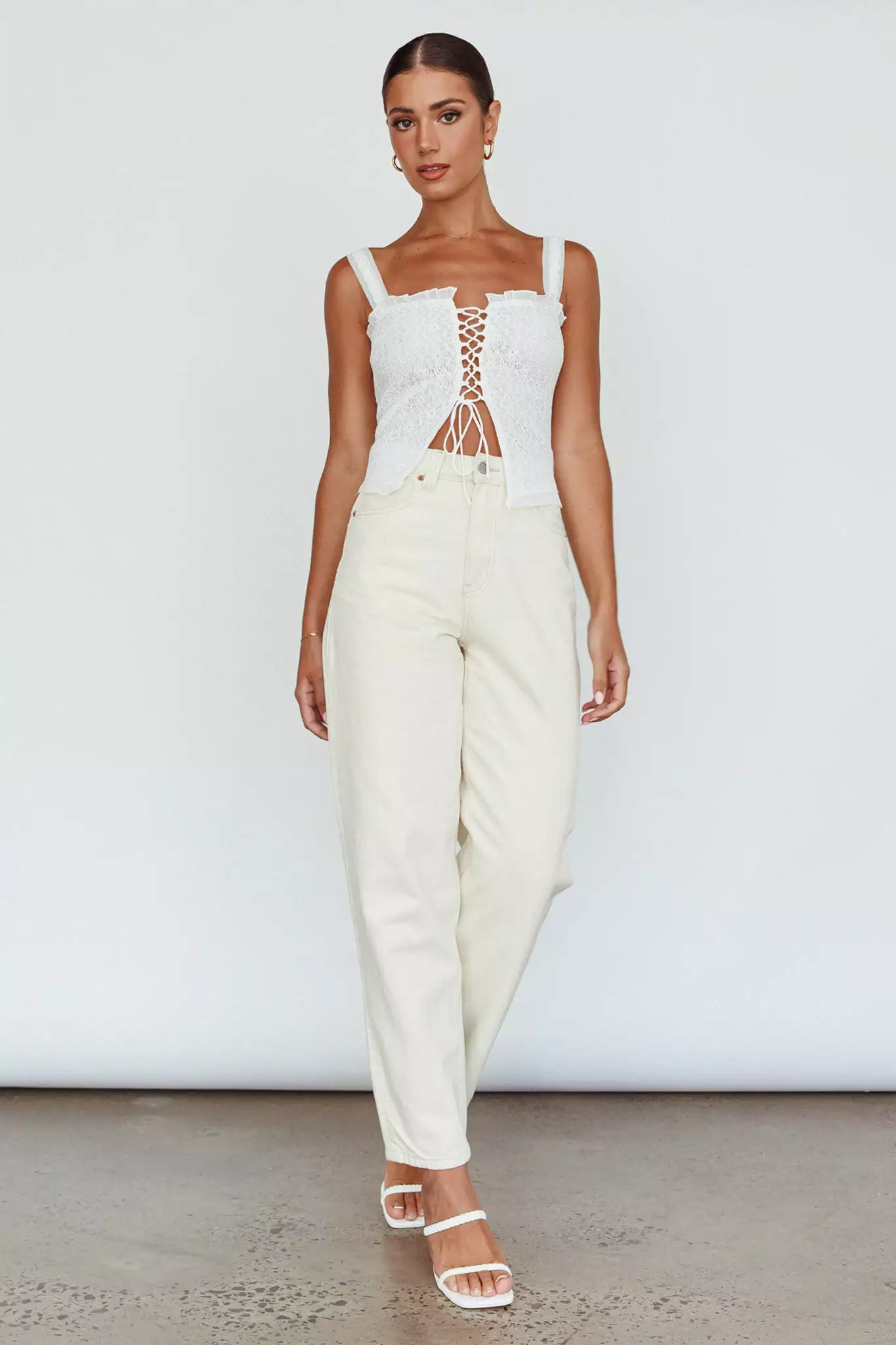 Never Miss Lace-Up Bust Top White - Image 8