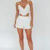 Selfie Leslie Staycation Lace Shorts White