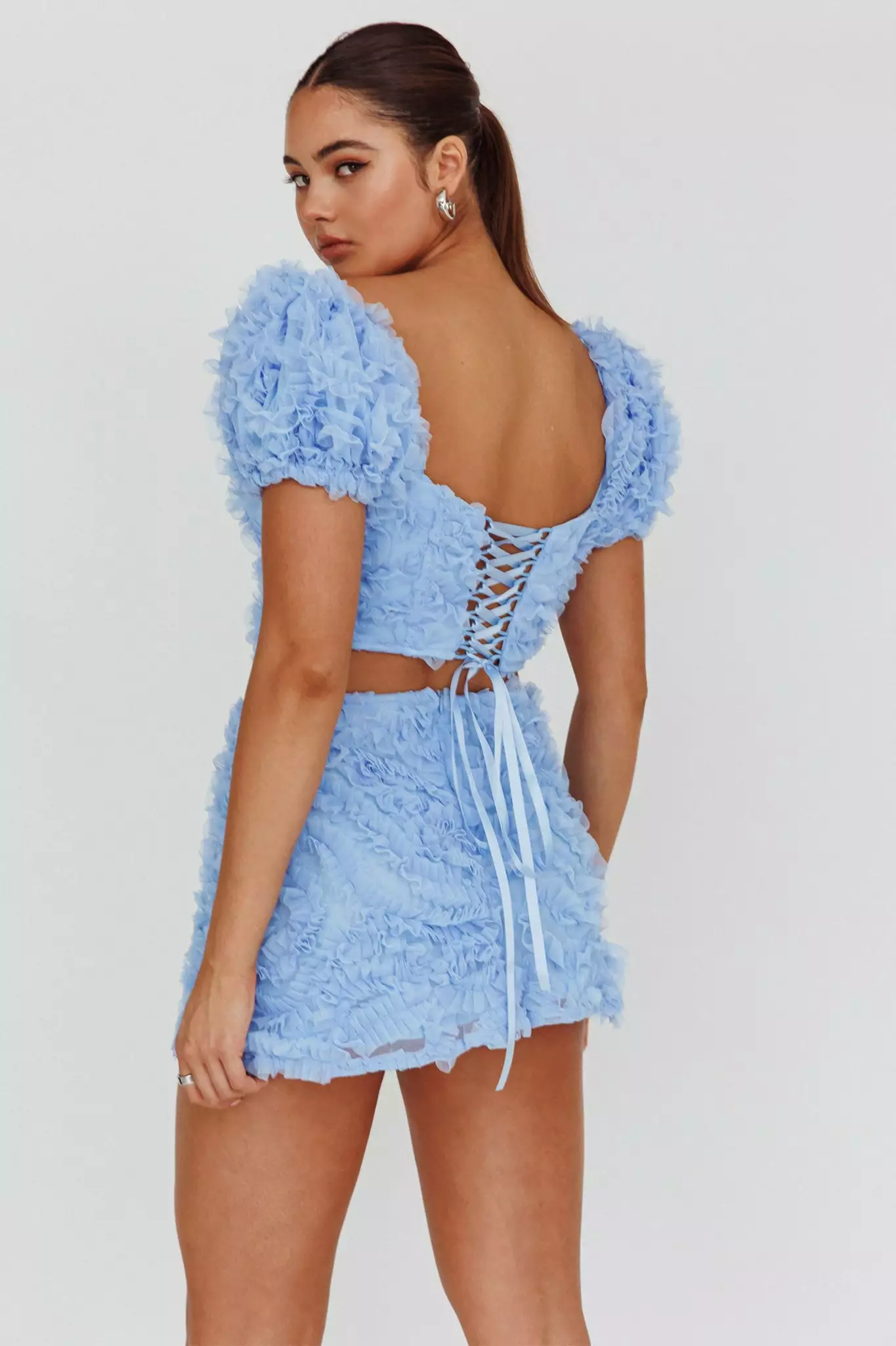 Selfie Leslie Cielito Embellished Mini Skirt Light Blue - Image 2