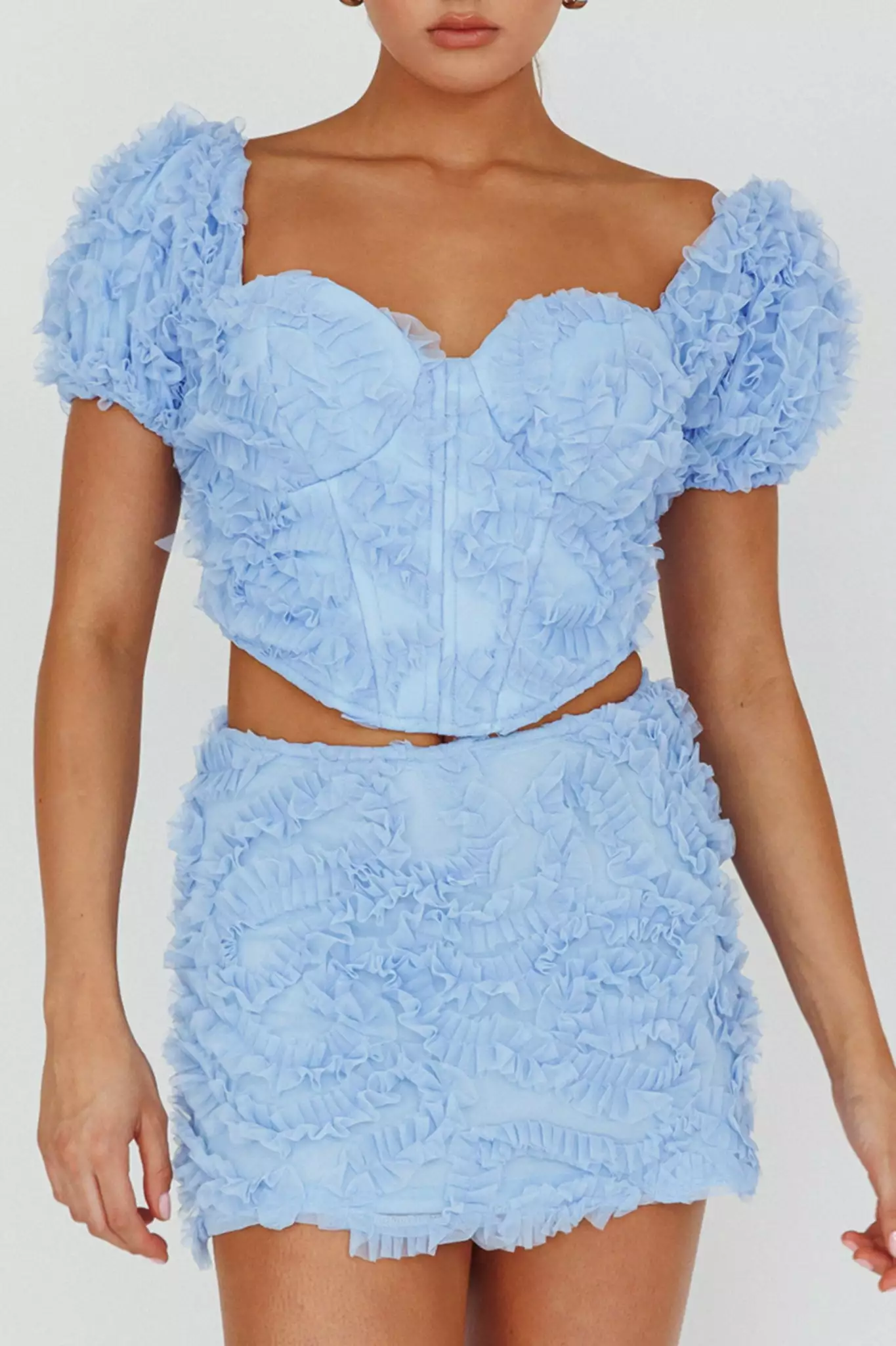 Selfie Leslie Cielito Embellished Mini Skirt Light Blue - Image 4