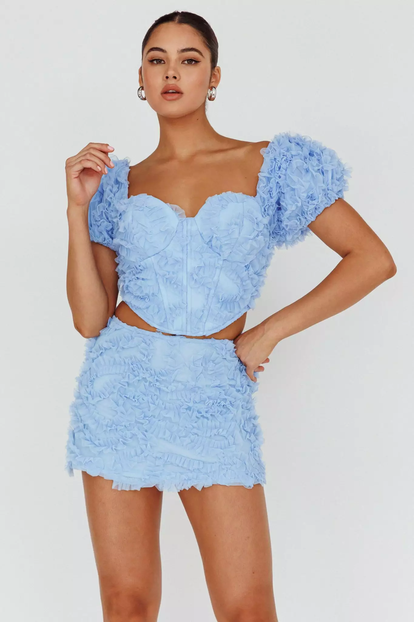 Selfie Leslie Cielito Embellished Mini Skirt Light Blue - Image 5