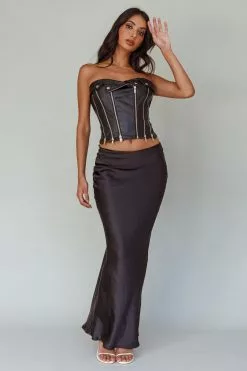 Selfie Leslie Moto Strapless Zipper Top Black