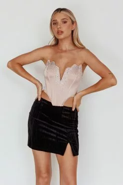 Selfie Leslie Up All Night Diamante Crop Top Blush