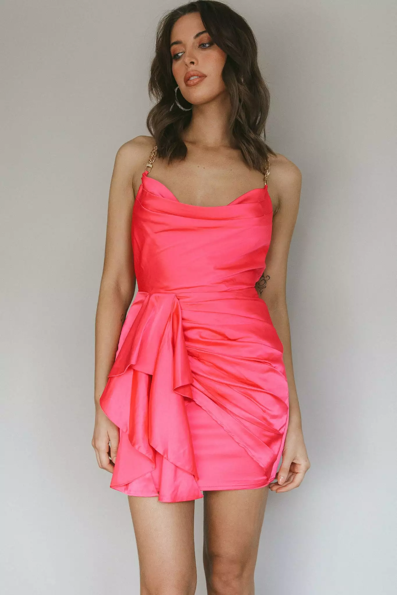 Selfie Leslie Mikael Chain Strap Mini Dress Fuchsia - Image 7