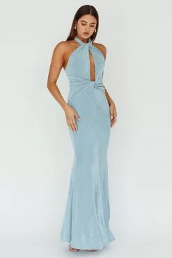 Selfie Leslie Ileana Twist Bodice Maxi Dress Light Blue