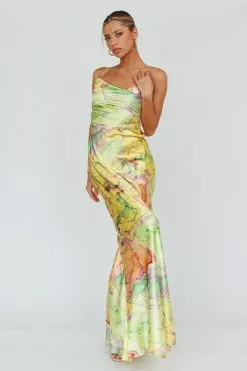 Selfie Leslie Bailey Strappy Chain Back Maxi Dress Lime