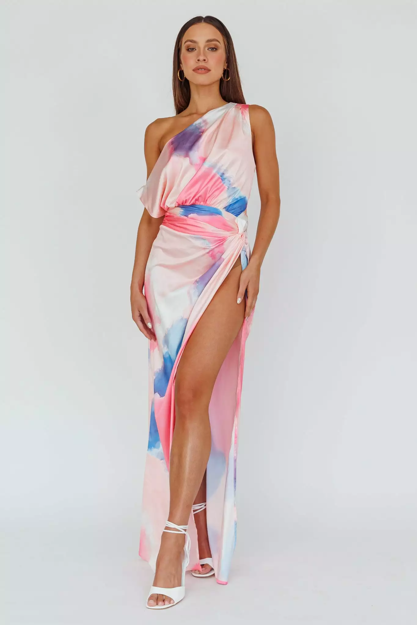 Selfie Leslie Charm Me Thigh Split Maxi Dress Pink/Blue - Image 5