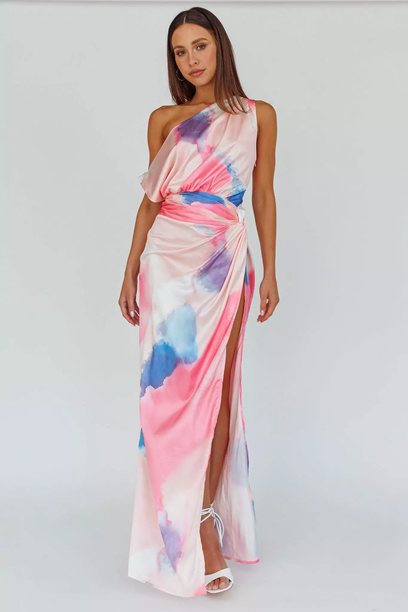 Selfie Leslie Charm Me Thigh Split Maxi Dress Pink/Blue - Image 6