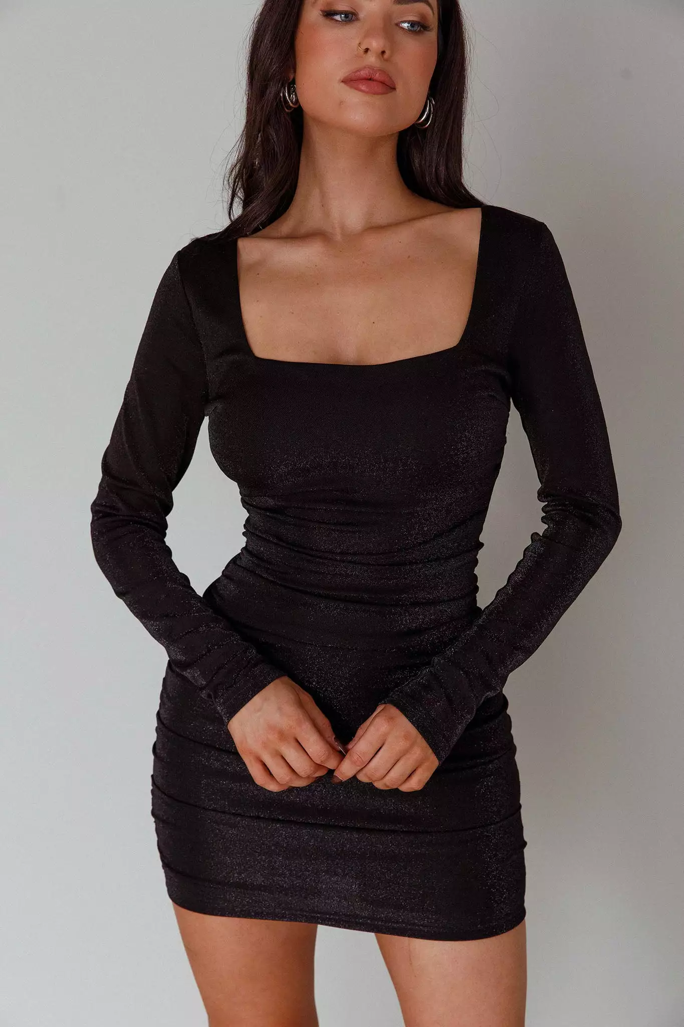 Selfie Leslie Wednesday Cowl Back Mini Dress Black - Image 4