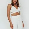 Selfie Leslie Cove Shirred Back Crop Top Ivory