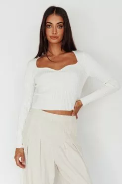 Selfie Leslie Mosey Long Sleeve Knit Top Ivory
