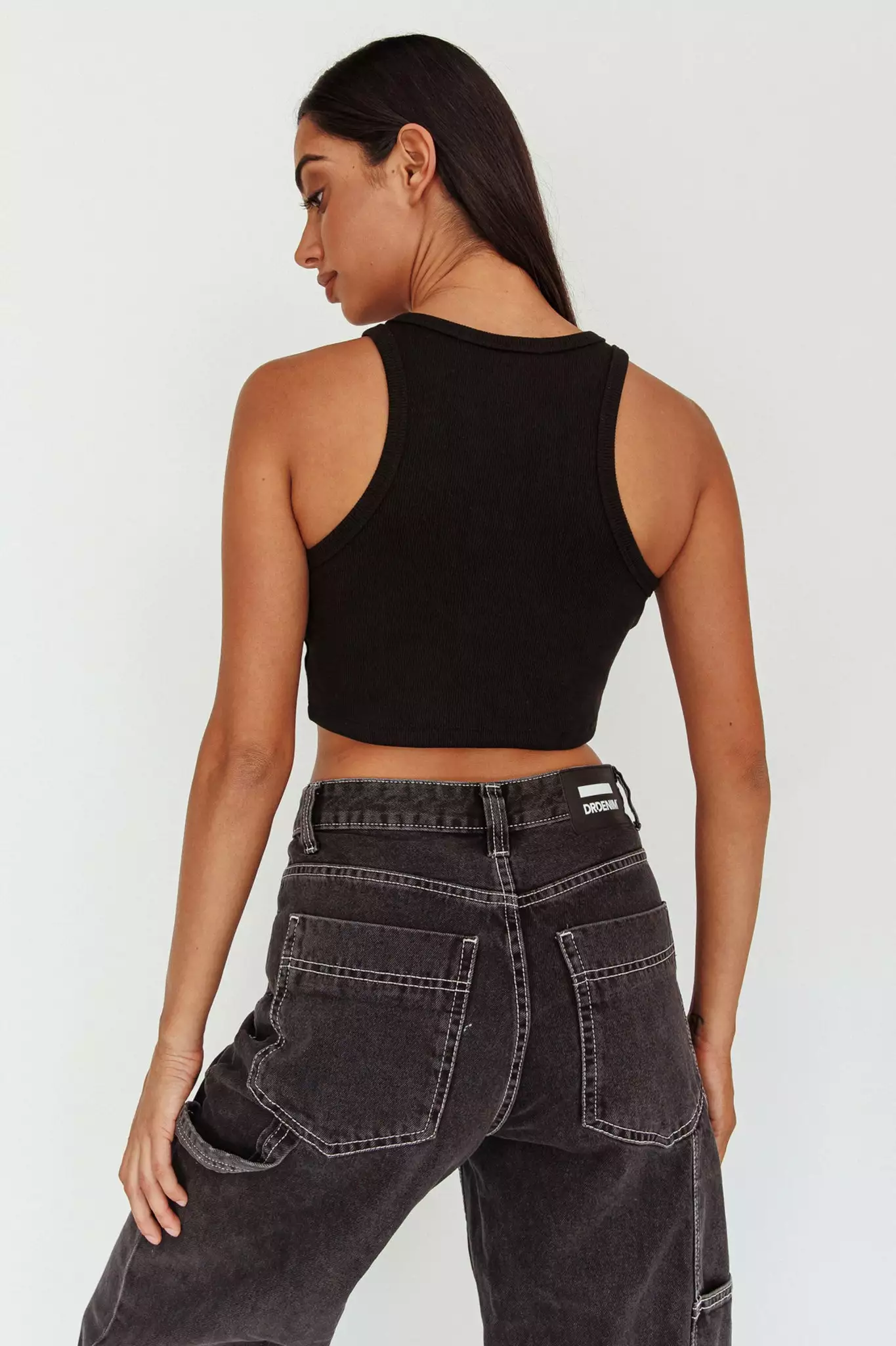 Selfie Leslie Bryn Racerback Crop Top Black - Image 2