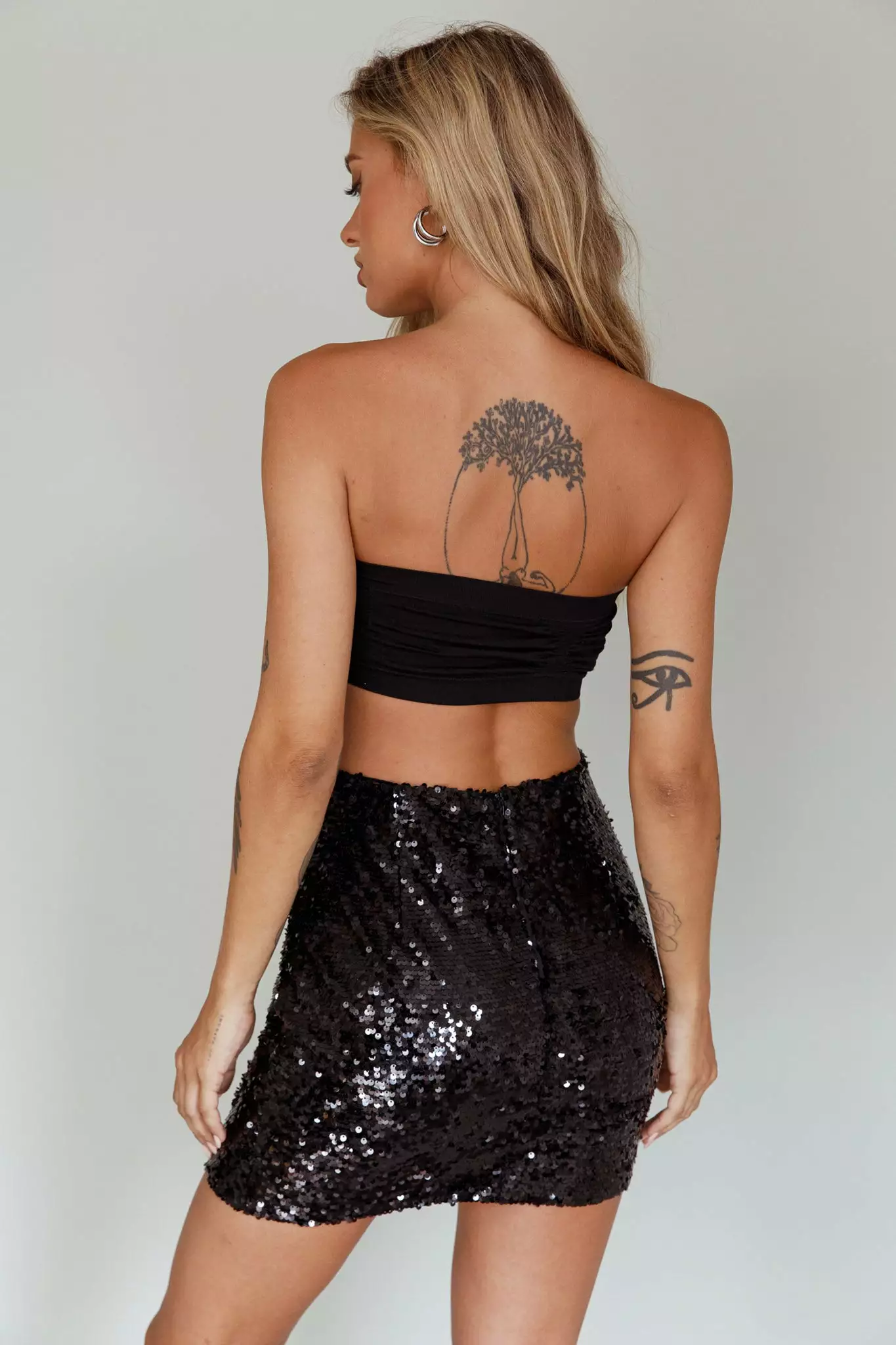 Luna Heart Sequin Mini Skirt Black - Image 2