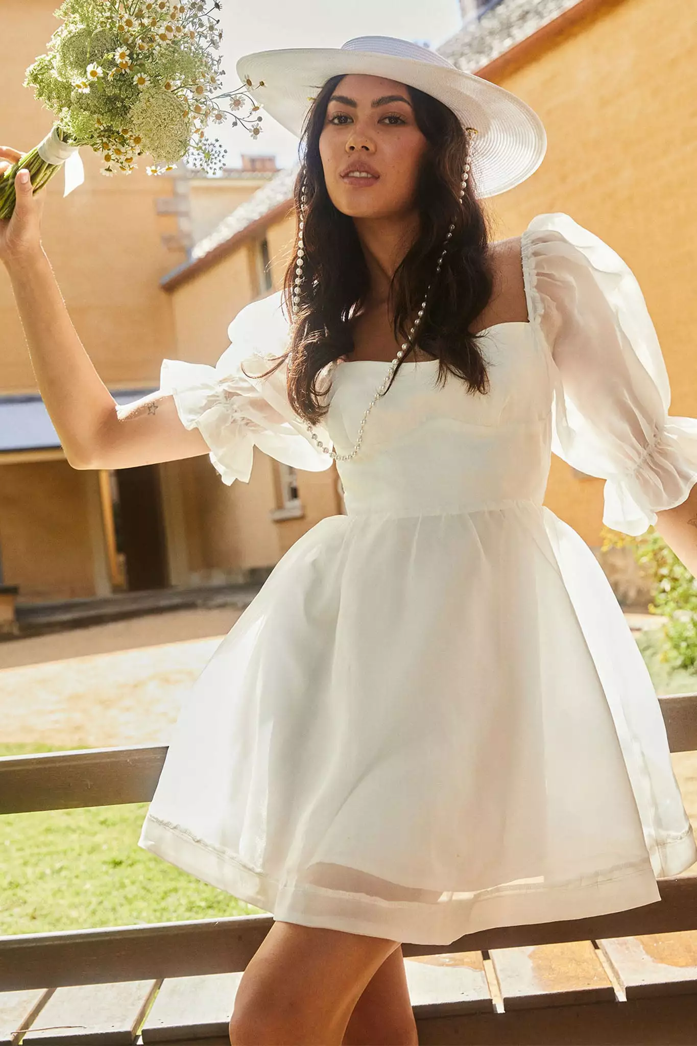 Mika&Gala I've Got Sunshine Puff Sleeve Mini Dress White