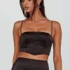 Saints + Secrets Zeina Satin Crop Top Black