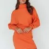 INDIKAH North Star High Neck Sweater Mini Dress Orange