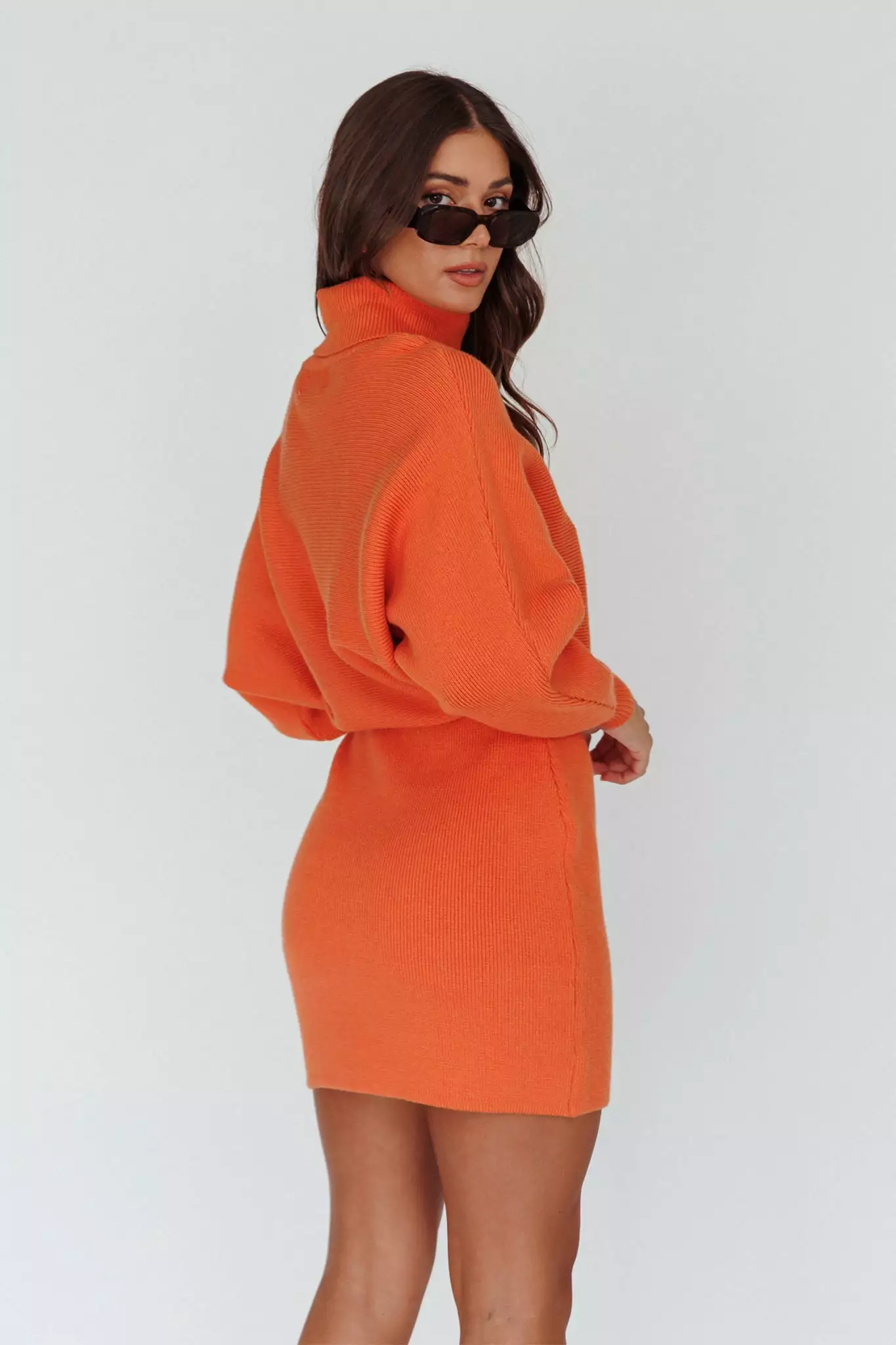 INDIKAH North Star High Neck Sweater Mini Dress Orange - Image 2