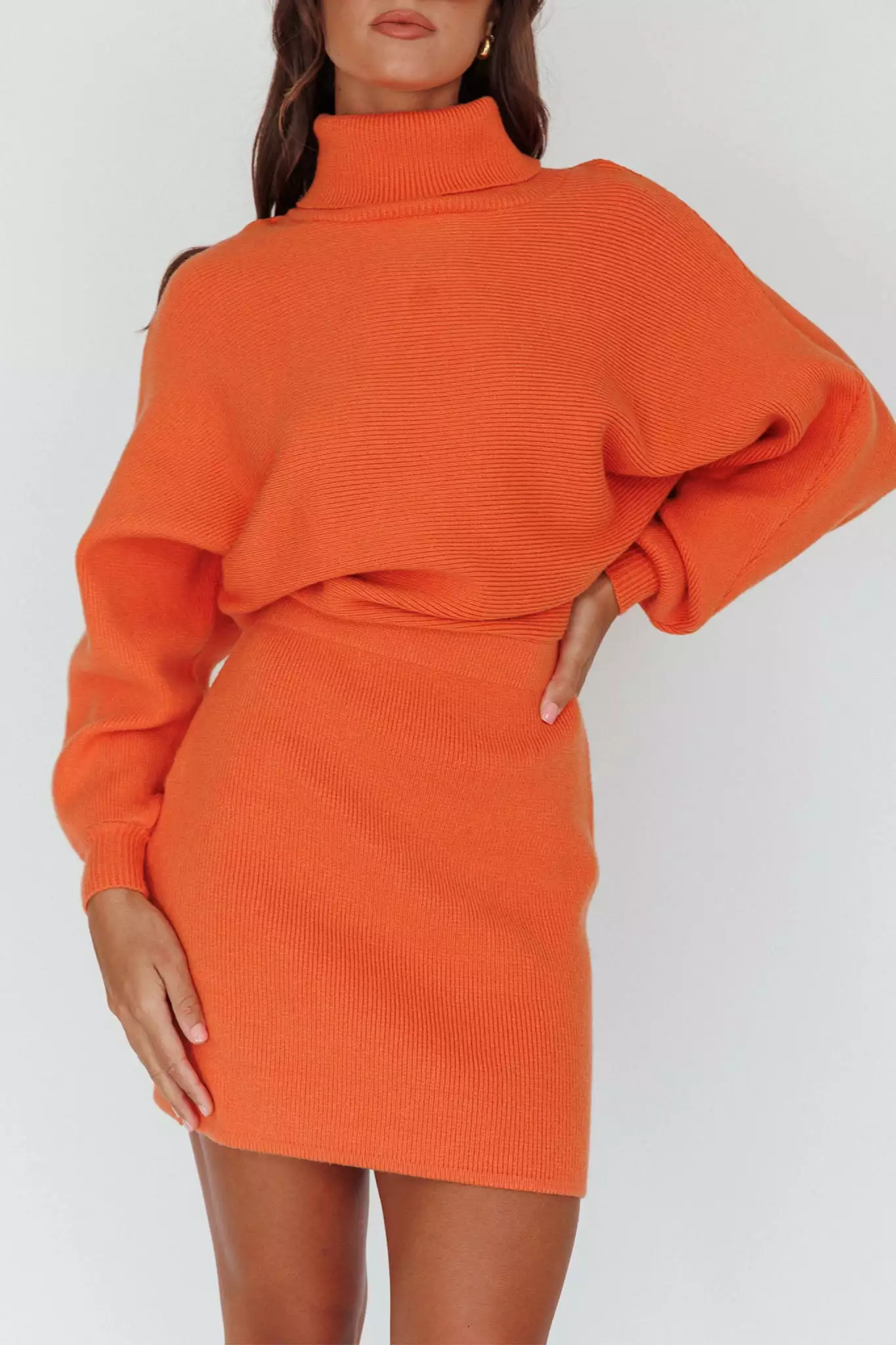 INDIKAH North Star High Neck Sweater Mini Dress Orange - Image 4
