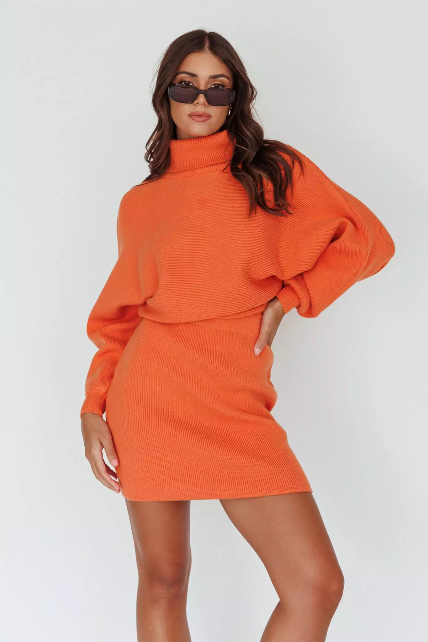 INDIKAH North Star High Neck Sweater Mini Dress Orange - Image 5