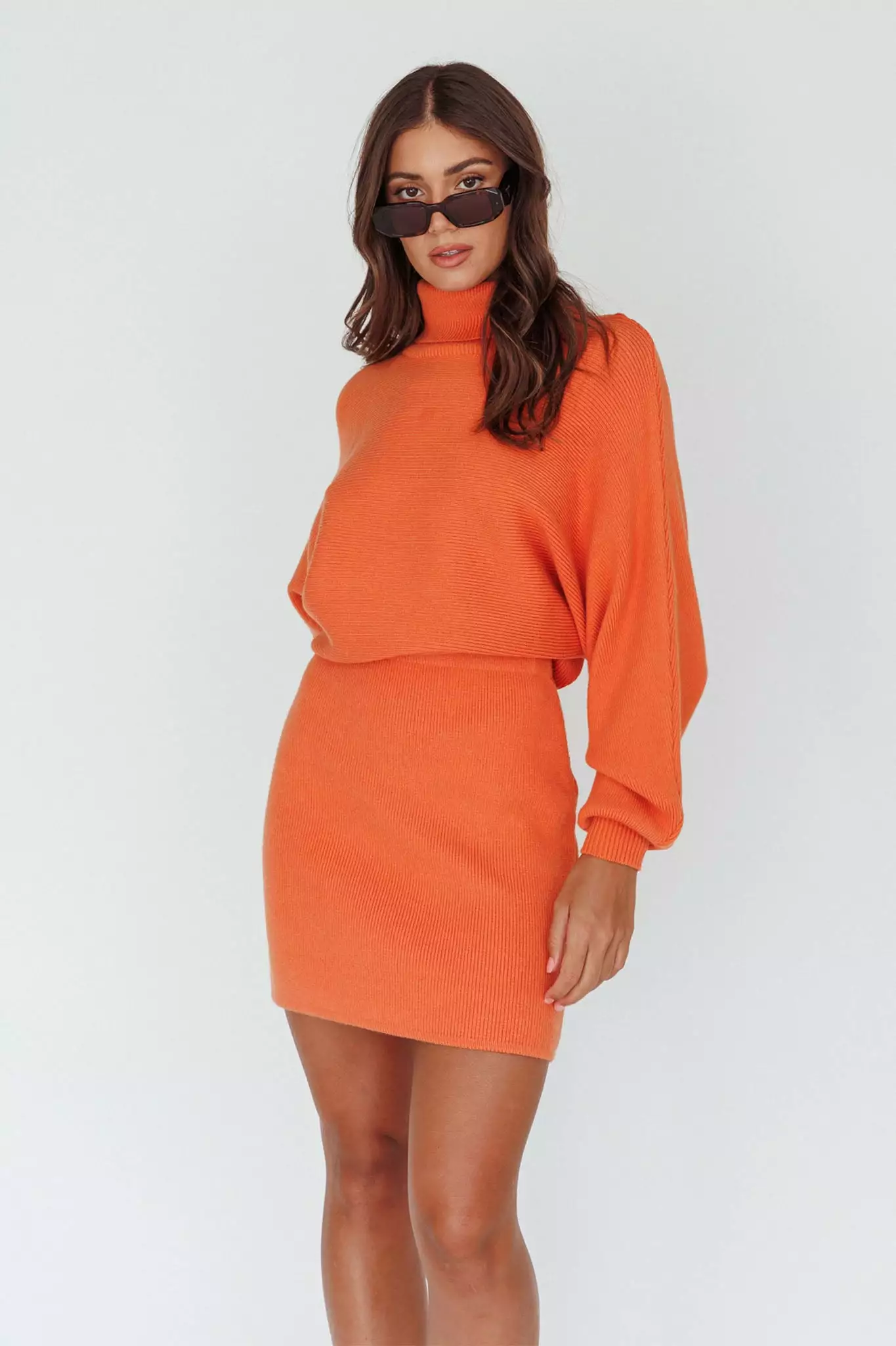 INDIKAH North Star High Neck Sweater Mini Dress Orange - Image 6