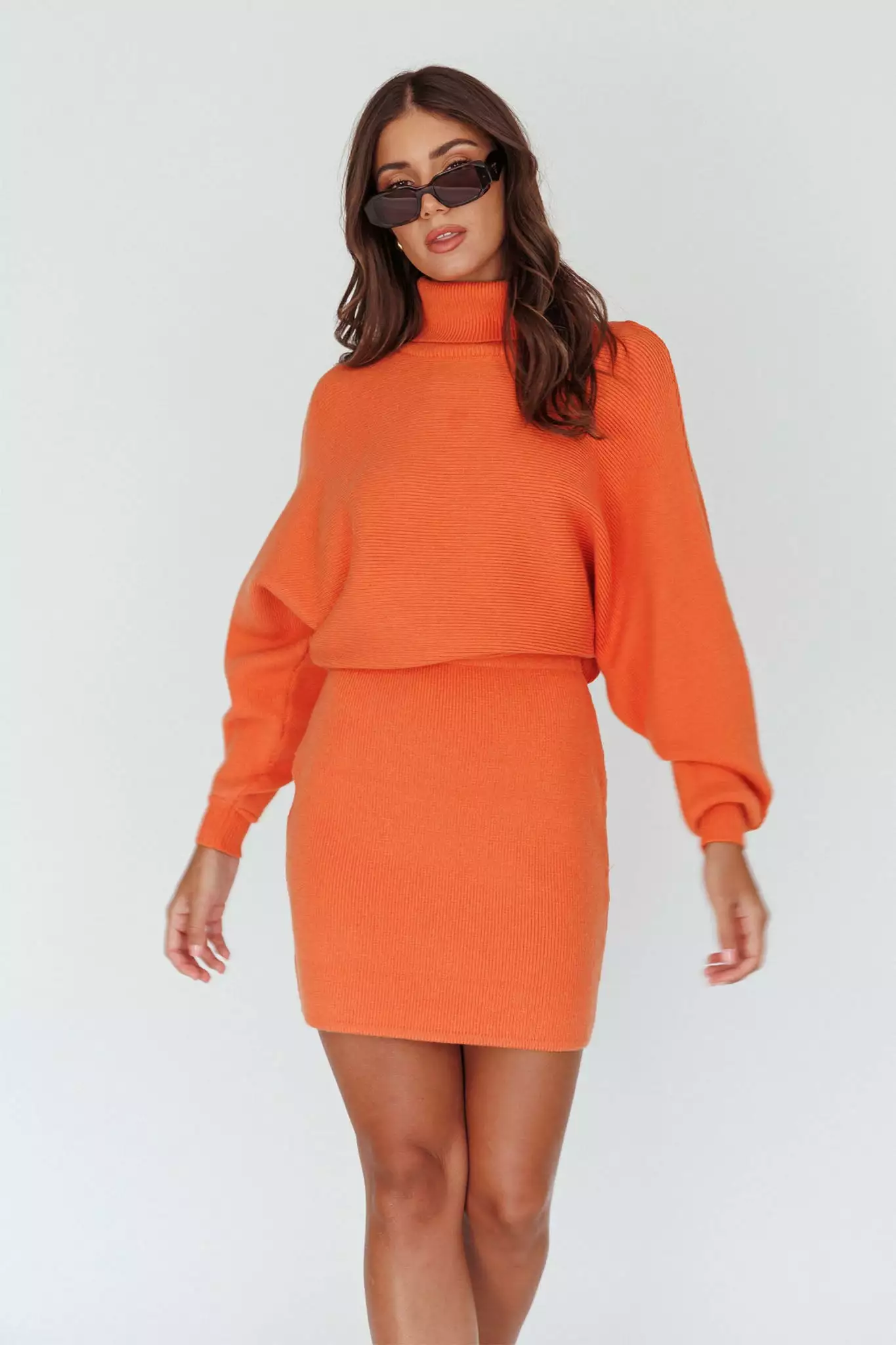 INDIKAH North Star High Neck Sweater Mini Dress Orange - Image 8