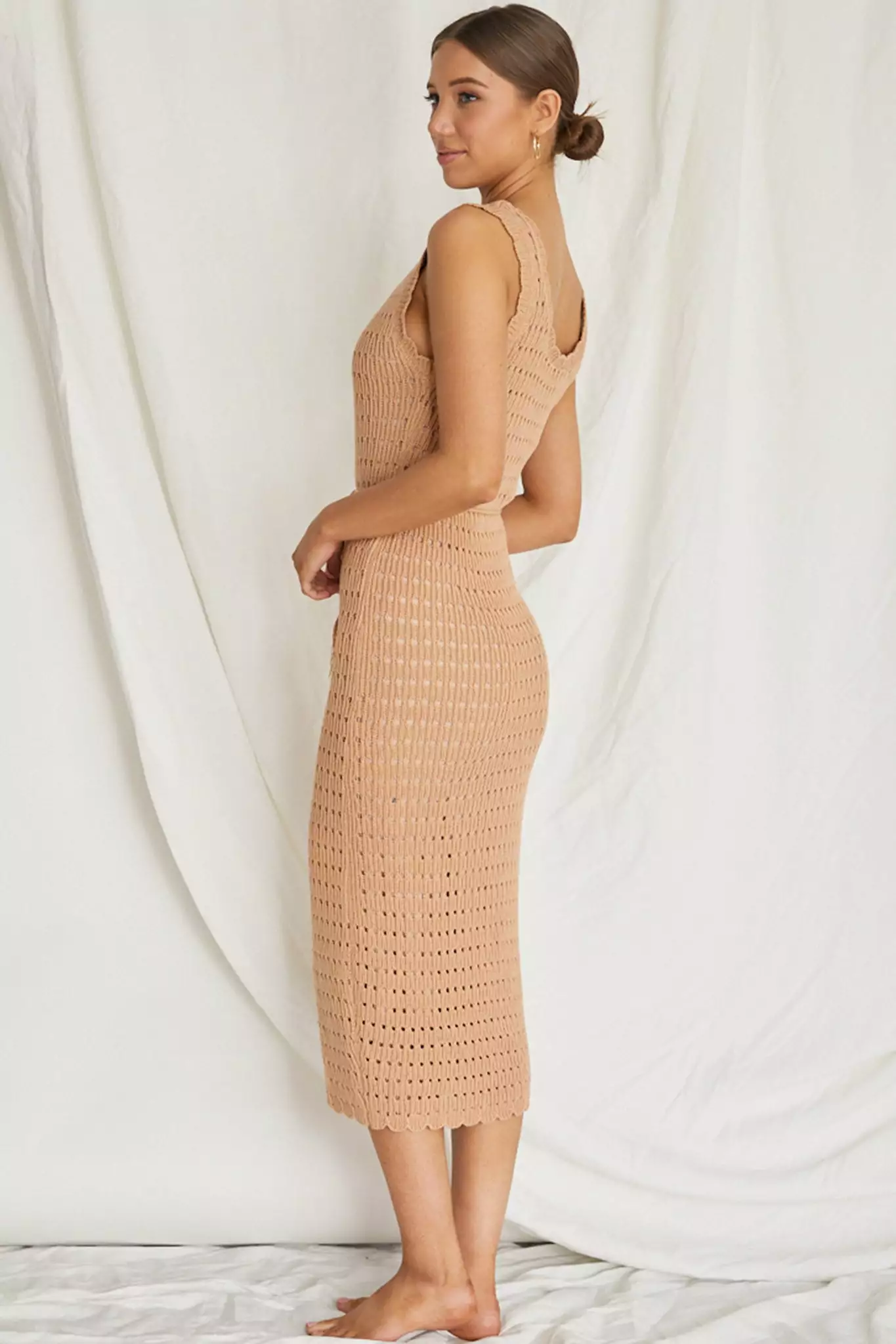 INDIKAH Wander Lust Crochet Midi Dress Mocha - Image 2
