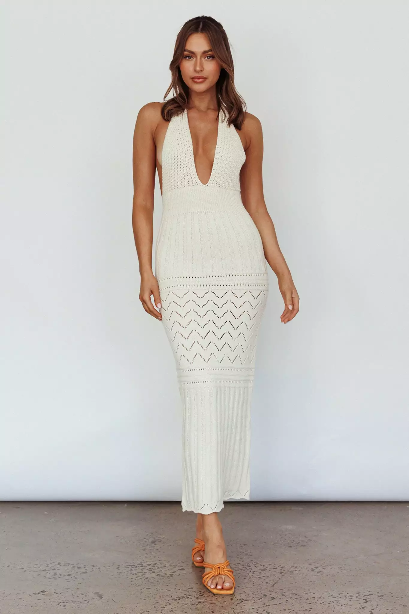 INDIKAH Higher Love Knit Midi Dress Vanilla