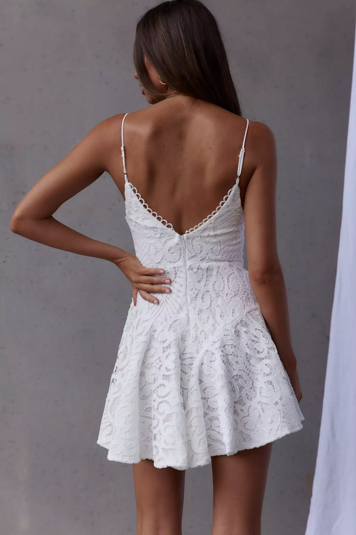 Selfie Leslie Malibu Sunset Lace A-Line Mini Dress White - Image 2