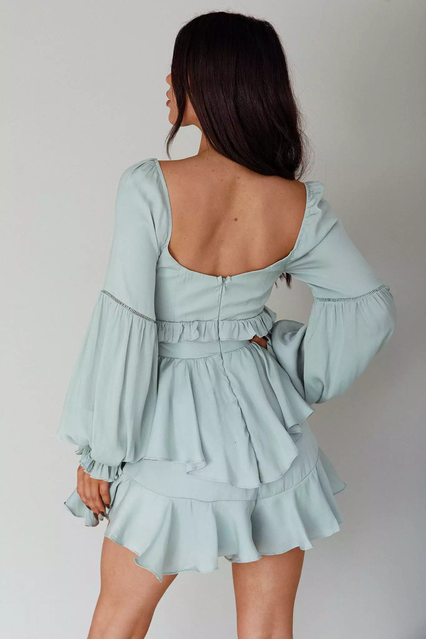 Saints + Secrets Alabama Long Sleeve Satin Romper Pistachio - Image 2