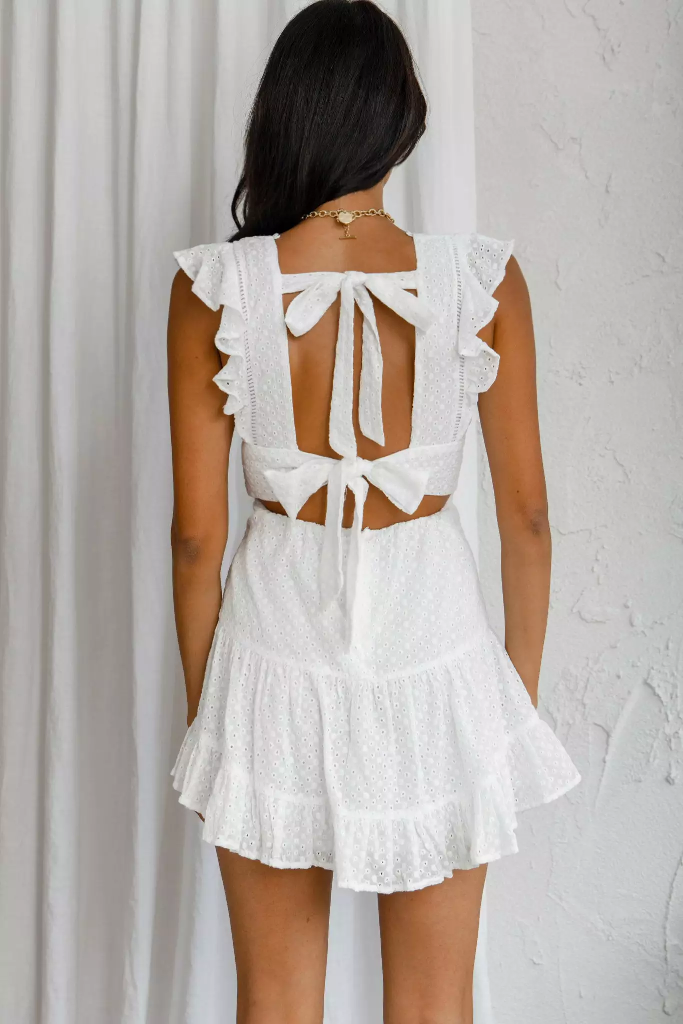 Selfie Leslie Sunshine Days Double Bow Back Dress White - Image 2