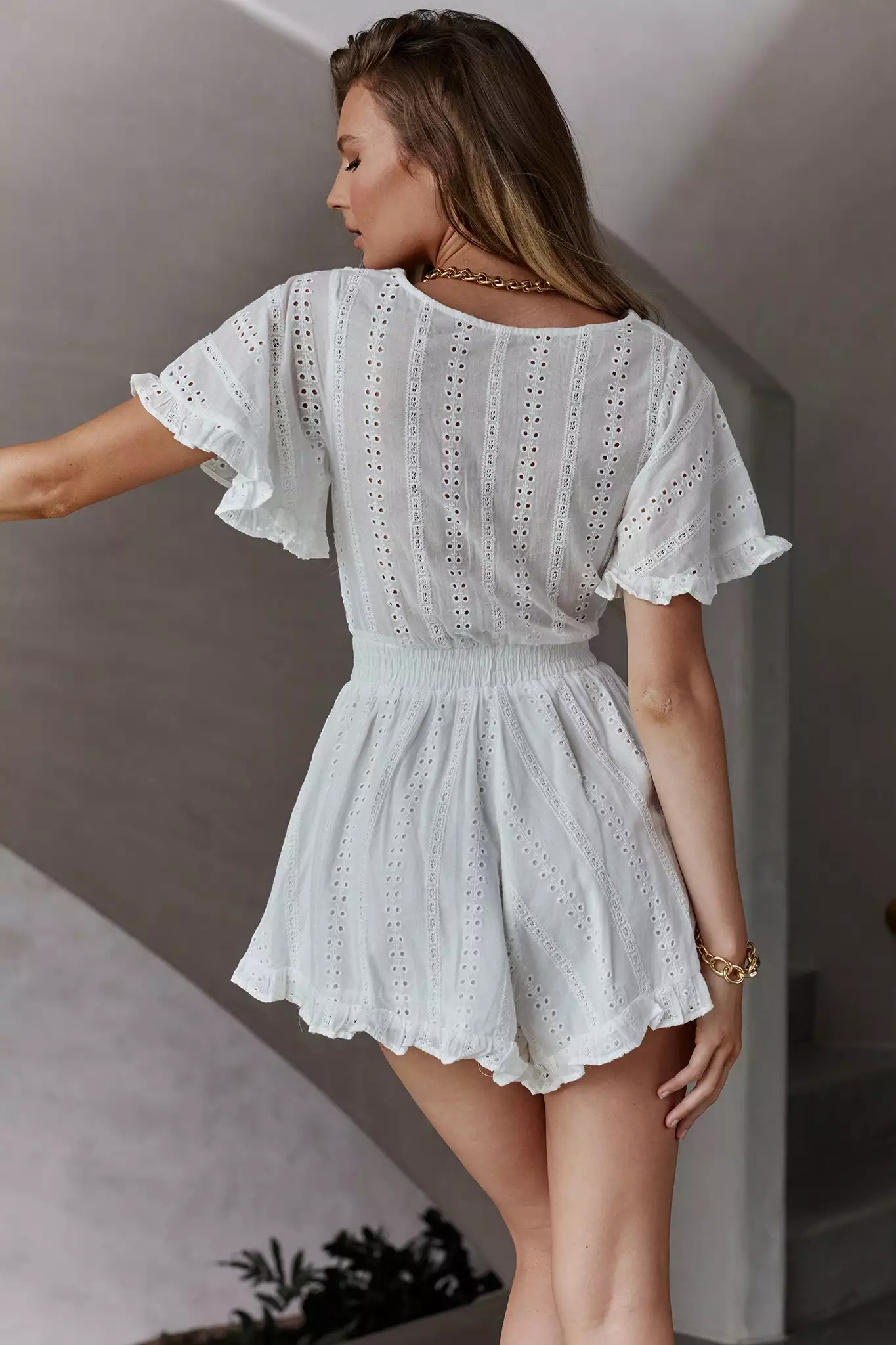 Selfie Leslie Endless Weekend Tied Bust Romper White - Image 2