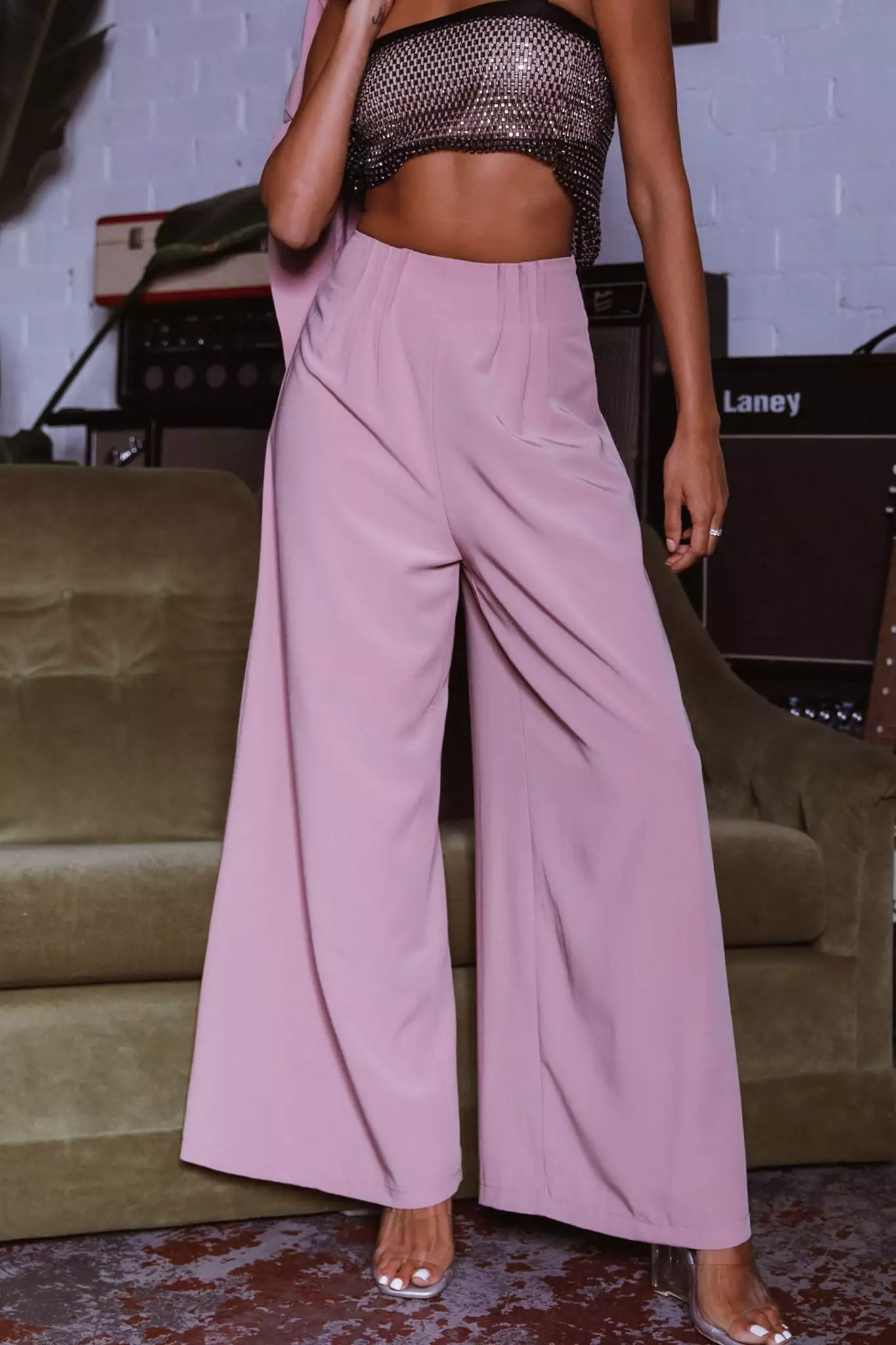 Selfie Leslie Vous Etes Belle Pleated Waist Pants Blush