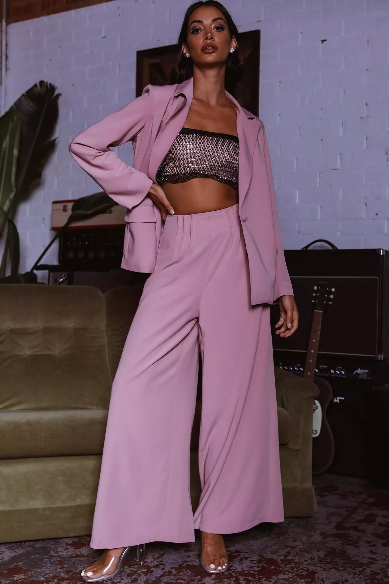 Selfie Leslie Vous Etes Belle Pleated Waist Pants Blush - Image 3