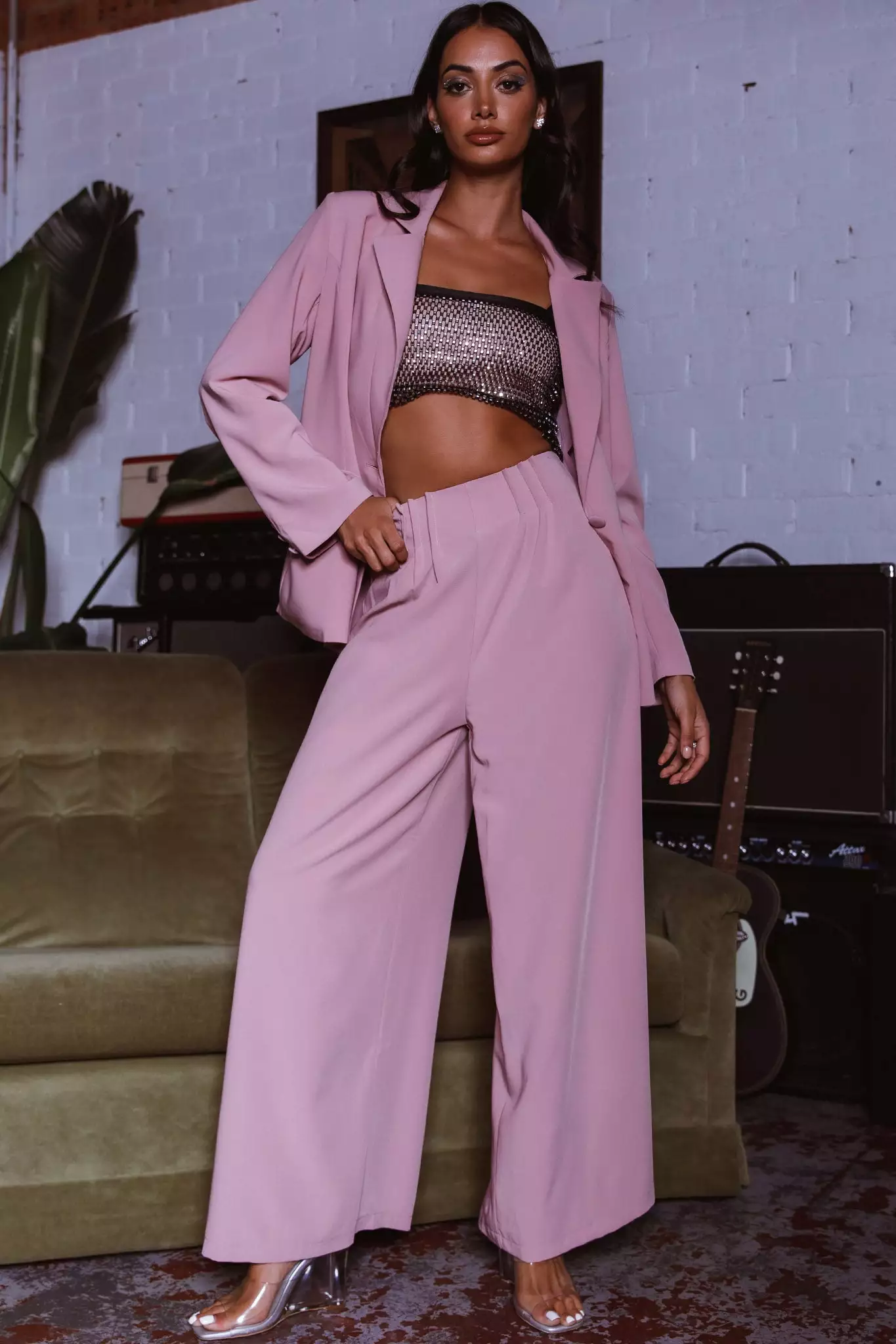 Selfie Leslie Vous Etes Belle Pleated Waist Pants Blush - Image 7