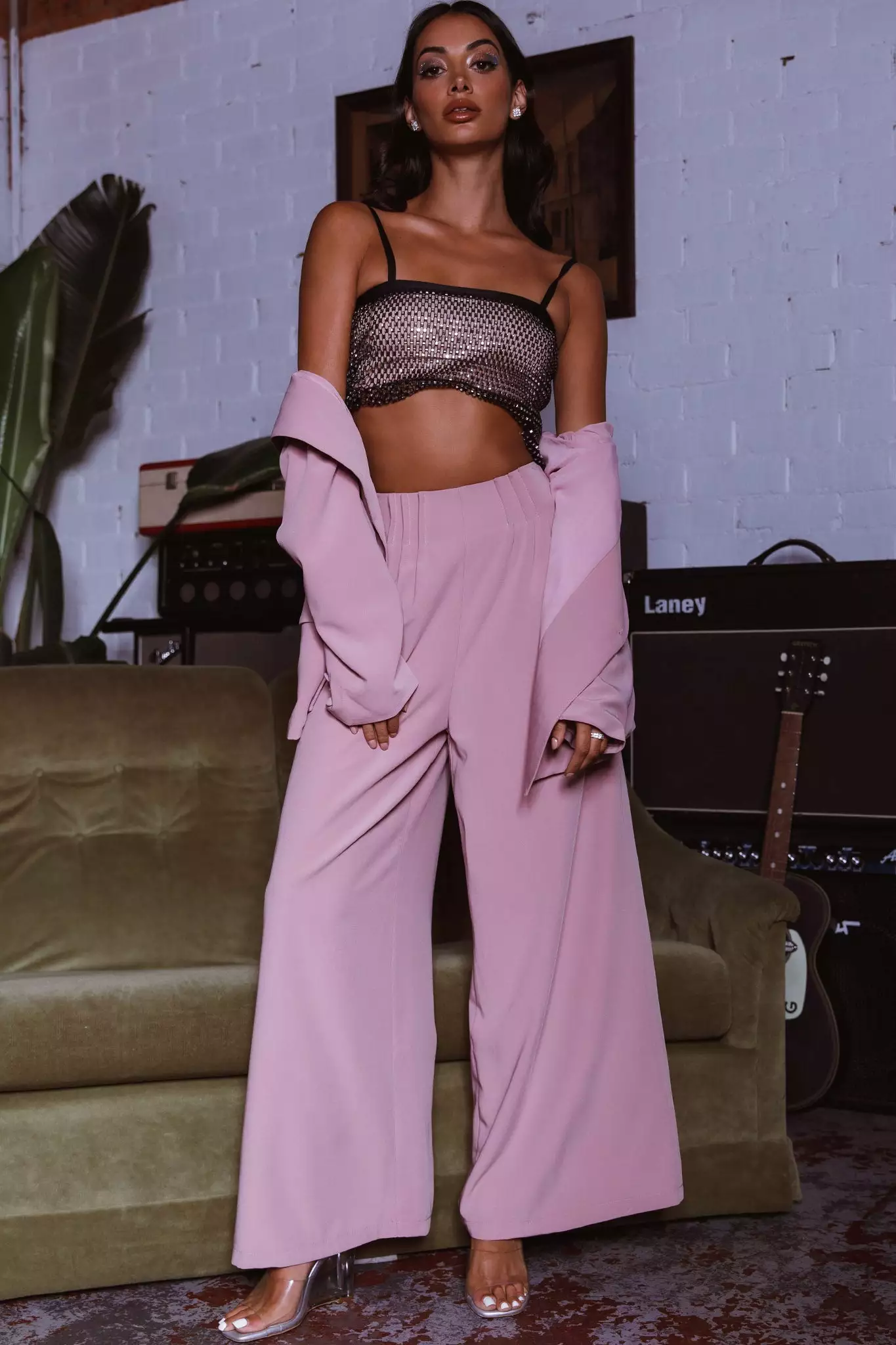 Selfie Leslie Vous Etes Belle Pleated Waist Pants Blush - Image 8