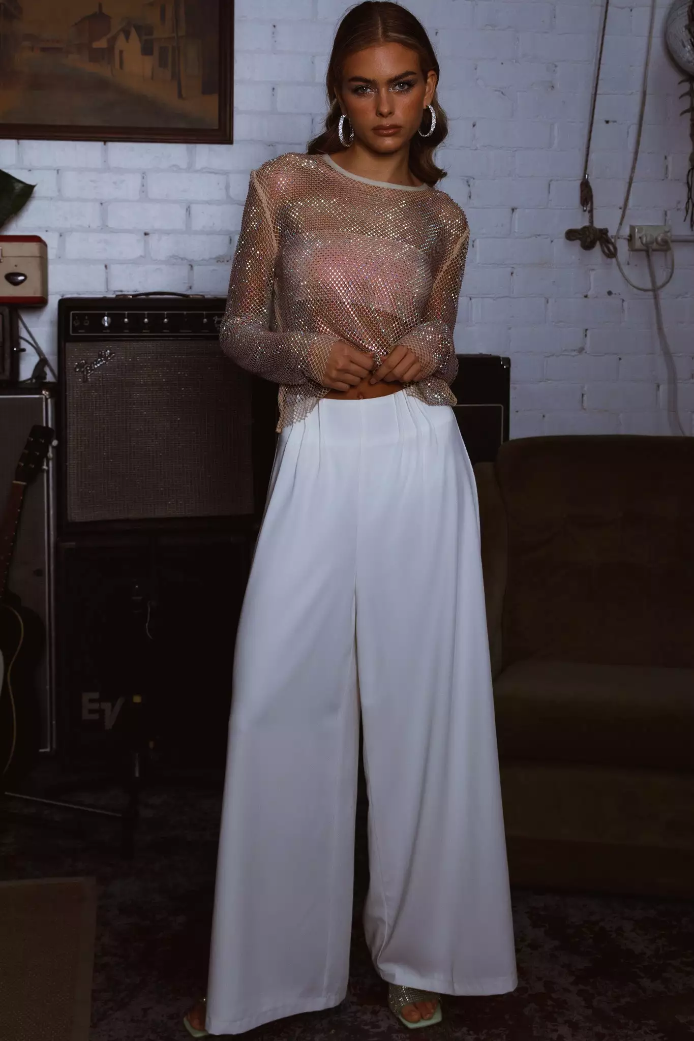 Selfie Leslie Vous Etes Belle Pleated Waist Pants White - Image 7