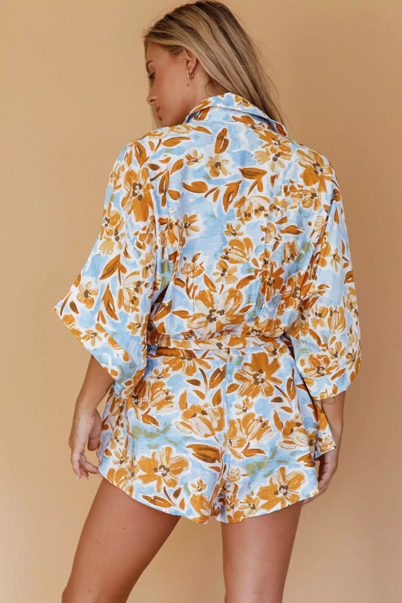 INDIKAH Daytona Beach Button-Up Romper Floral Blue - Image 2