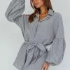 INDIKAH Daytona Beach Long Sleeve Shirt Romper Pinstripe