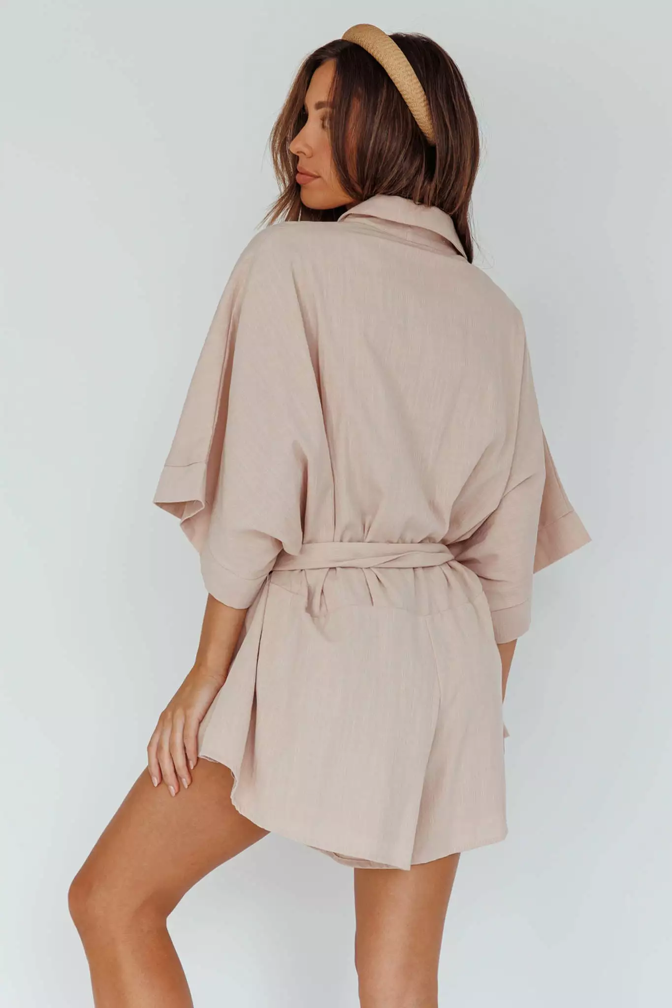 Indi Luxe Daytona Beach Button-Up Romper Sand - Image 2