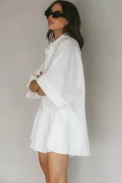 Indi Luxe Daytona Beach Button-Up Romper White
