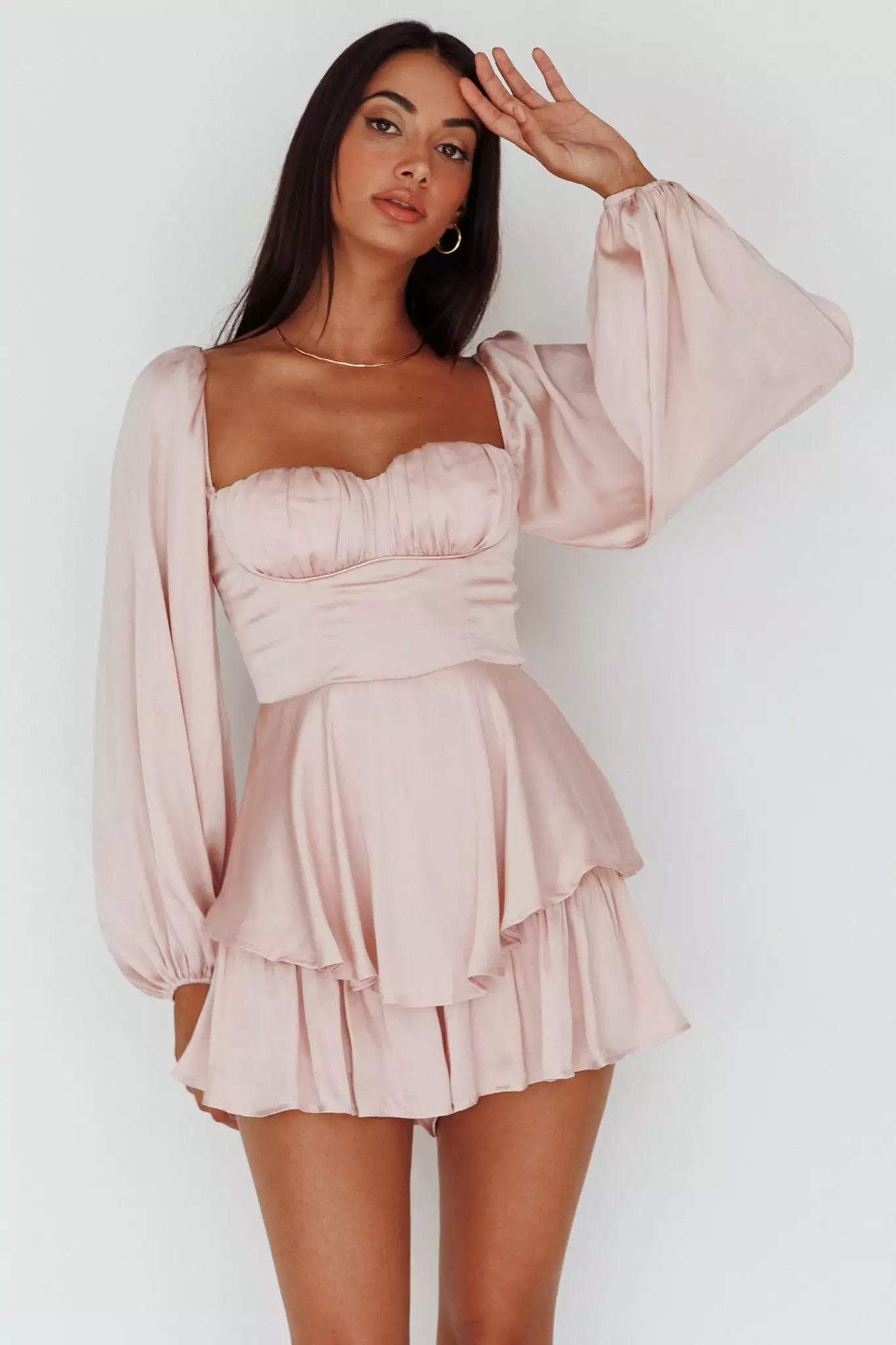 Angel Biba New Light Balloon Sleeve Romper Blush