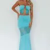 Saints + Secrets Florida Lace Insert Cut-Out Maxi Dress Blue