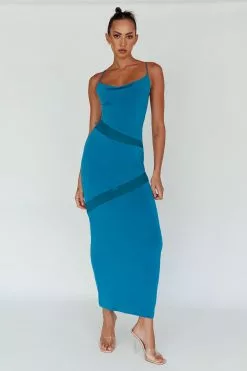 Here Comes The Sun Sun Kissed Cowl Tied Back Maxi Dress Teal