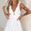 Selfie Leslie Day Star Floral Lace Embellished Open Back Dress White