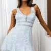 Selfie Leslie Glorious Day Thick Strap Godet Hem Embroidery Dress Steel Blue