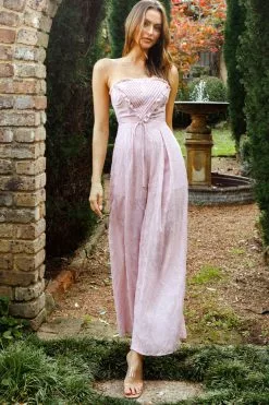 La Galerie Pintuck Pleat Bandeau Jumpsuit Blush