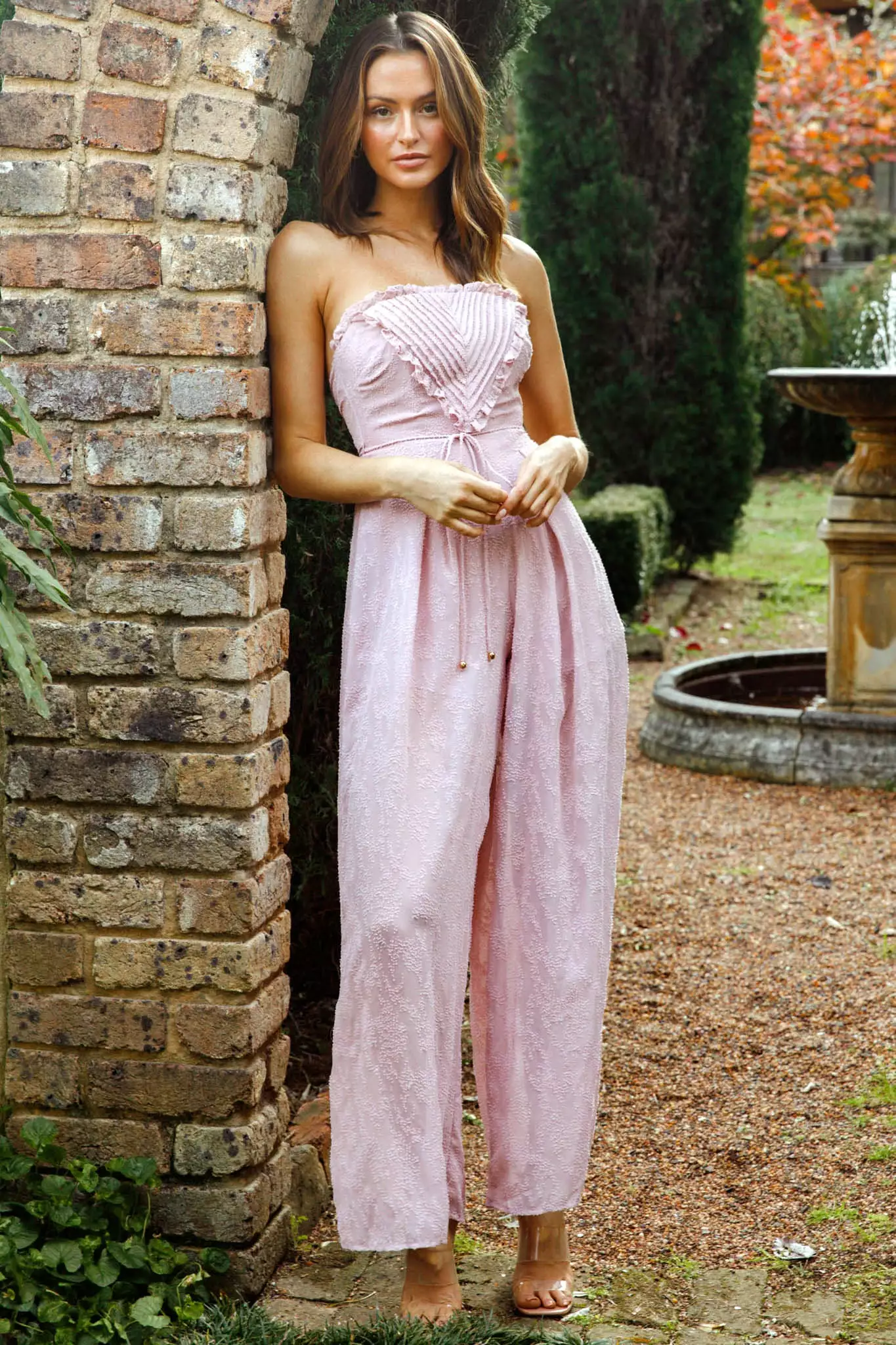La Galerie Pintuck Pleat Bandeau Jumpsuit Blush - Image 3