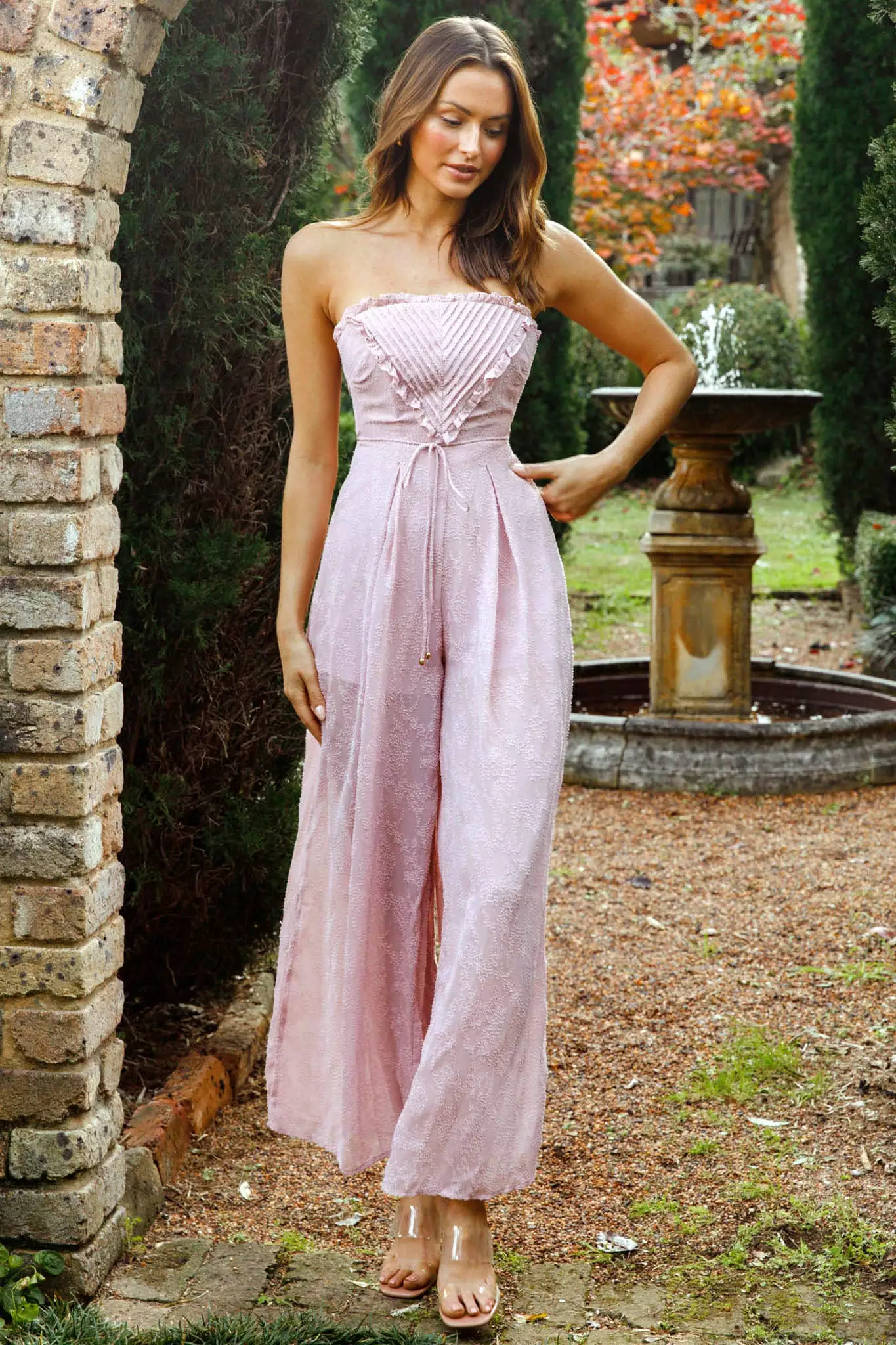 La Galerie Pintuck Pleat Bandeau Jumpsuit Blush - Image 7