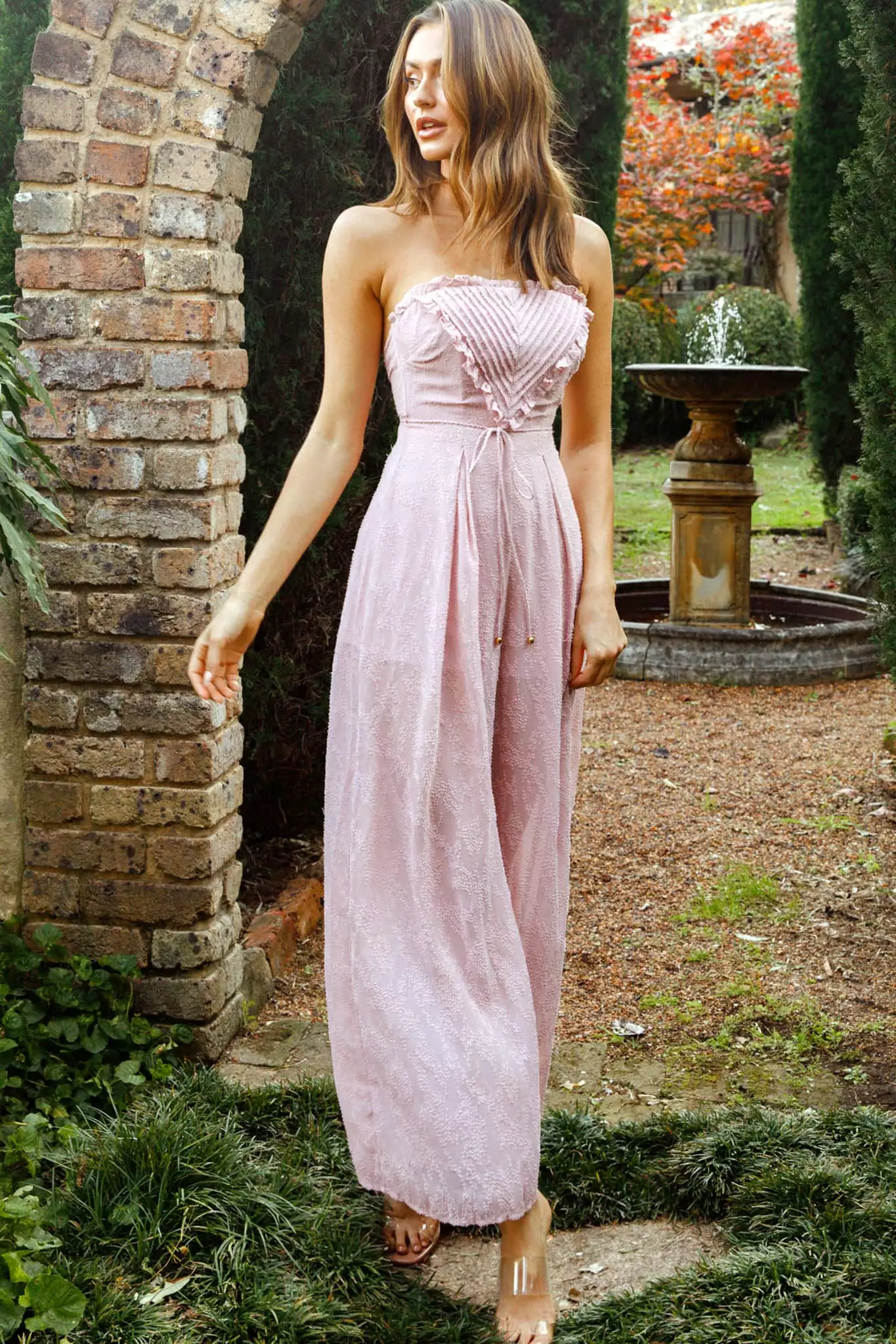 La Galerie Pintuck Pleat Bandeau Jumpsuit Blush - Image 8